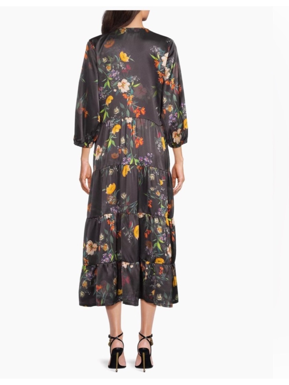 NWT Johnny Was Floral Silk Bishop-Sleeve Tiered
Midi Dress - Picture 4 of 8
